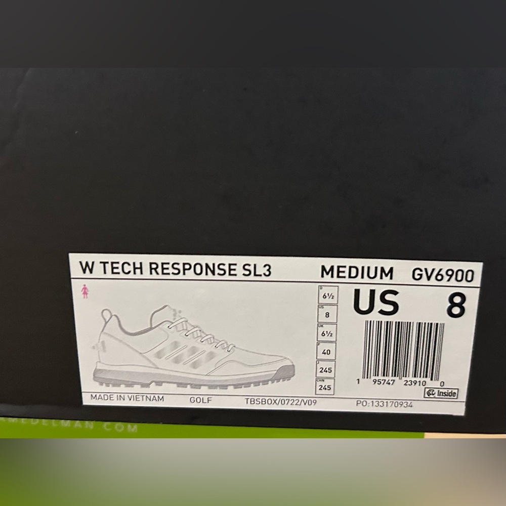 NWT NIB Adidas Tech Response SL 3 Spikeless Golf Shoes White Silver Size 8 - Picture 10 of 10